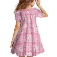 Pink Palaka Quilt Hawaii Kid Short Sleeve Dress Traditional Hawaii-plaid Pattern - Polynesian Pride