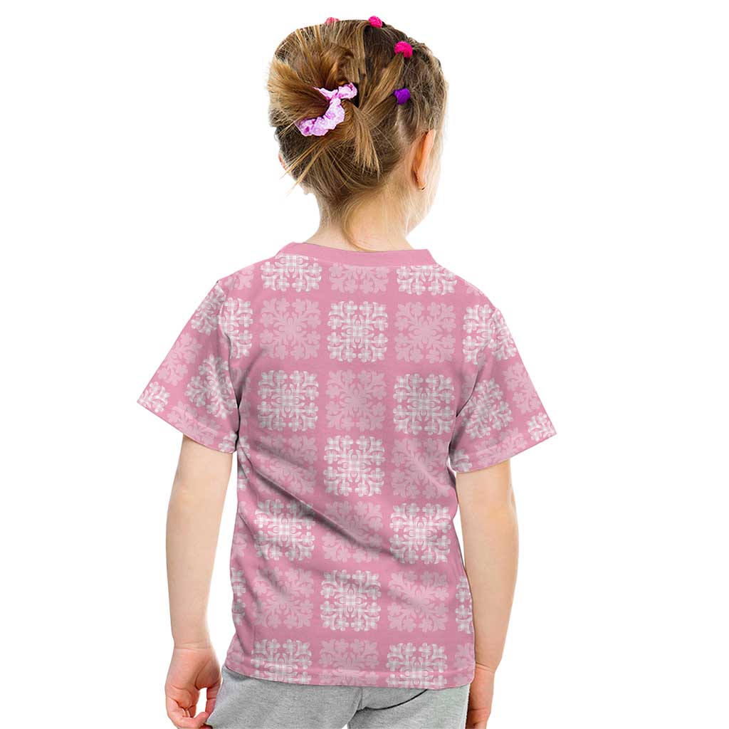Pink Palaka Quilt Hawaii Kid T Shirt Traditional Hawaii-plaid Pattern - Polynesian Pride