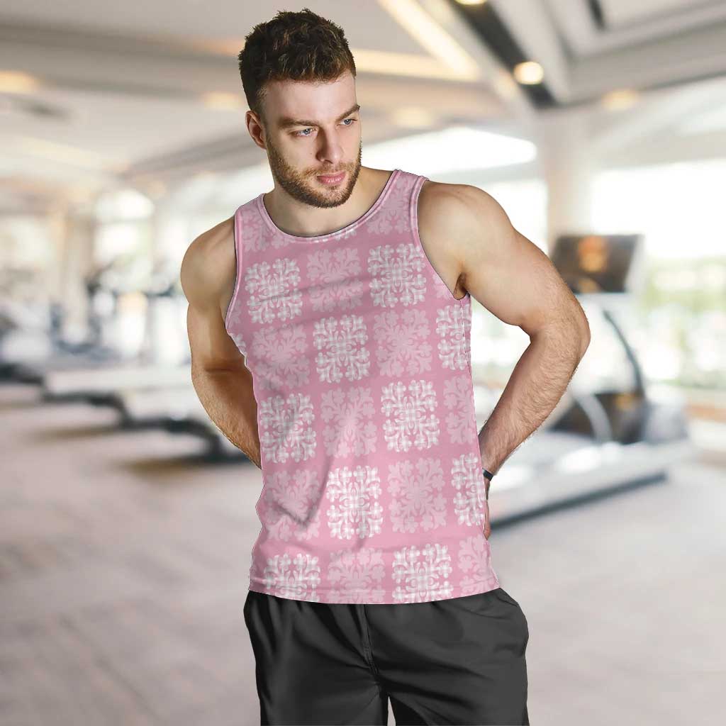 Pink Palaka Quilt Hawaii Men Tank Top Traditional Hawaii-plaid Pattern LT14 Pink - Polynesian Pride