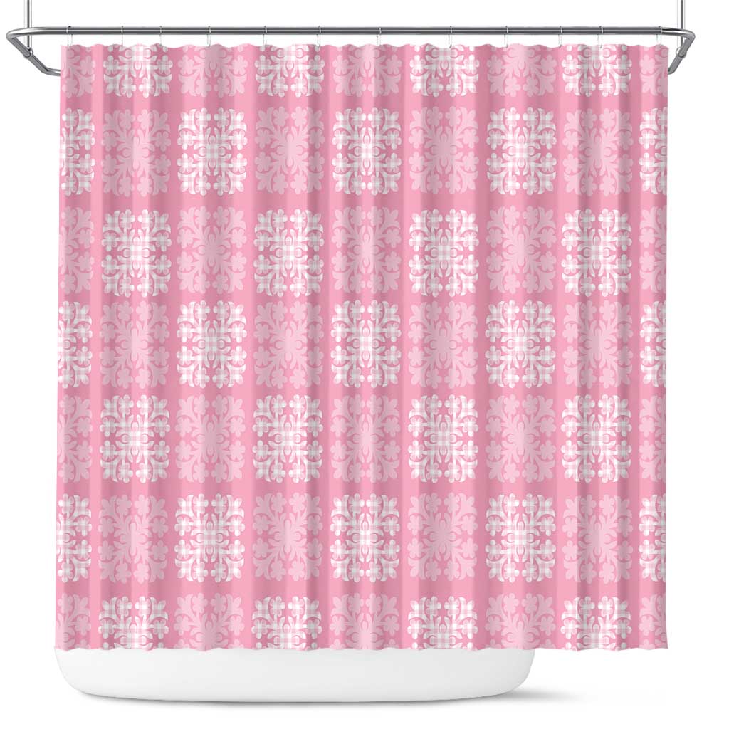 Pink Palaka Quilt Hawaii Shower Curtain Traditional Hawaii-plaid Pattern LT14 Pink - Polynesian Pride