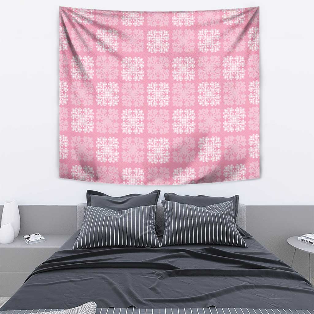 Pink Palaka Quilt Hawaii Tapestry Traditional Hawaii-plaid Pattern - Polynesian Pride