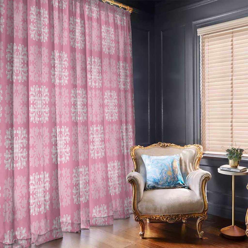 Pink Palaka Quilt Hawaii Window Curtain Traditional Hawaii-plaid Pattern - Polynesian Pride