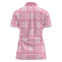 Pink Palaka Quilt Hawaii Women Polo Shirt Traditional Hawaii-plaid Pattern - Polynesian Pride
