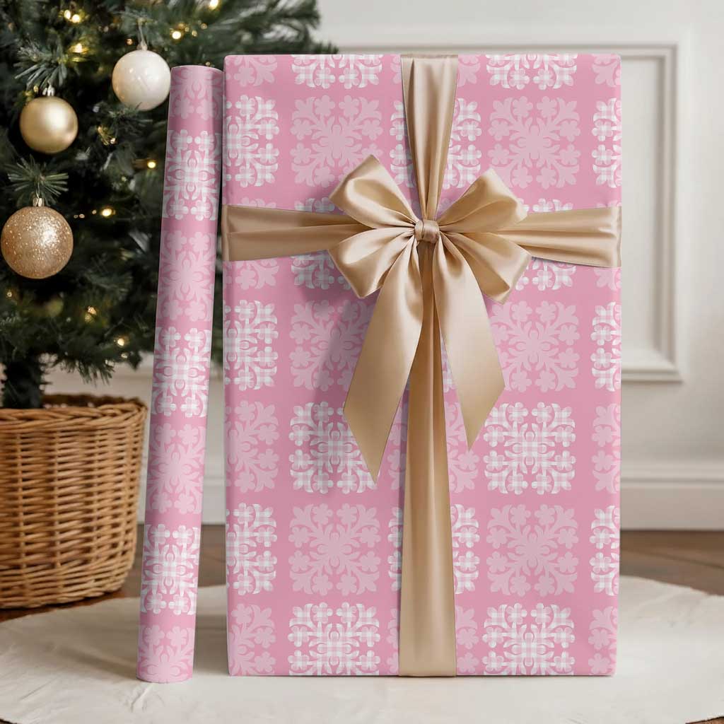 Pink Palaka Quilt Hawaii Wrapping Paper Traditional Hawaii-plaid Pattern - Polynesian Pride