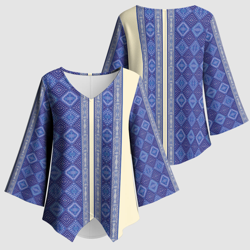 Mabuhay Philippines Festival Kimono Sleeve Blouse Yakan Modern Filipiniana Inspired LT14 - Polynesian Pride
