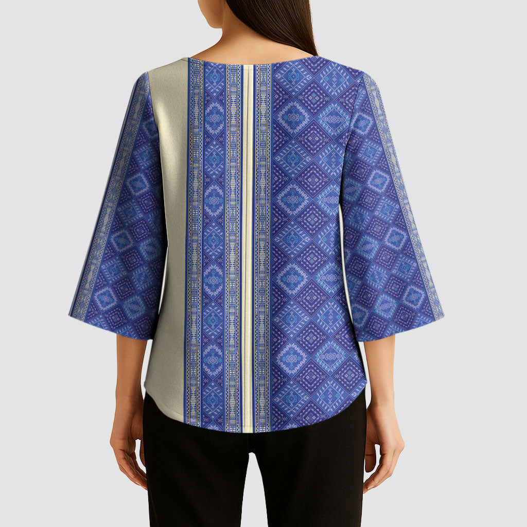Mabuhay Philippines Festival Kimono Sleeve Blouse Yakan Modern Filipiniana Inspired LT14 - Polynesian Pride
