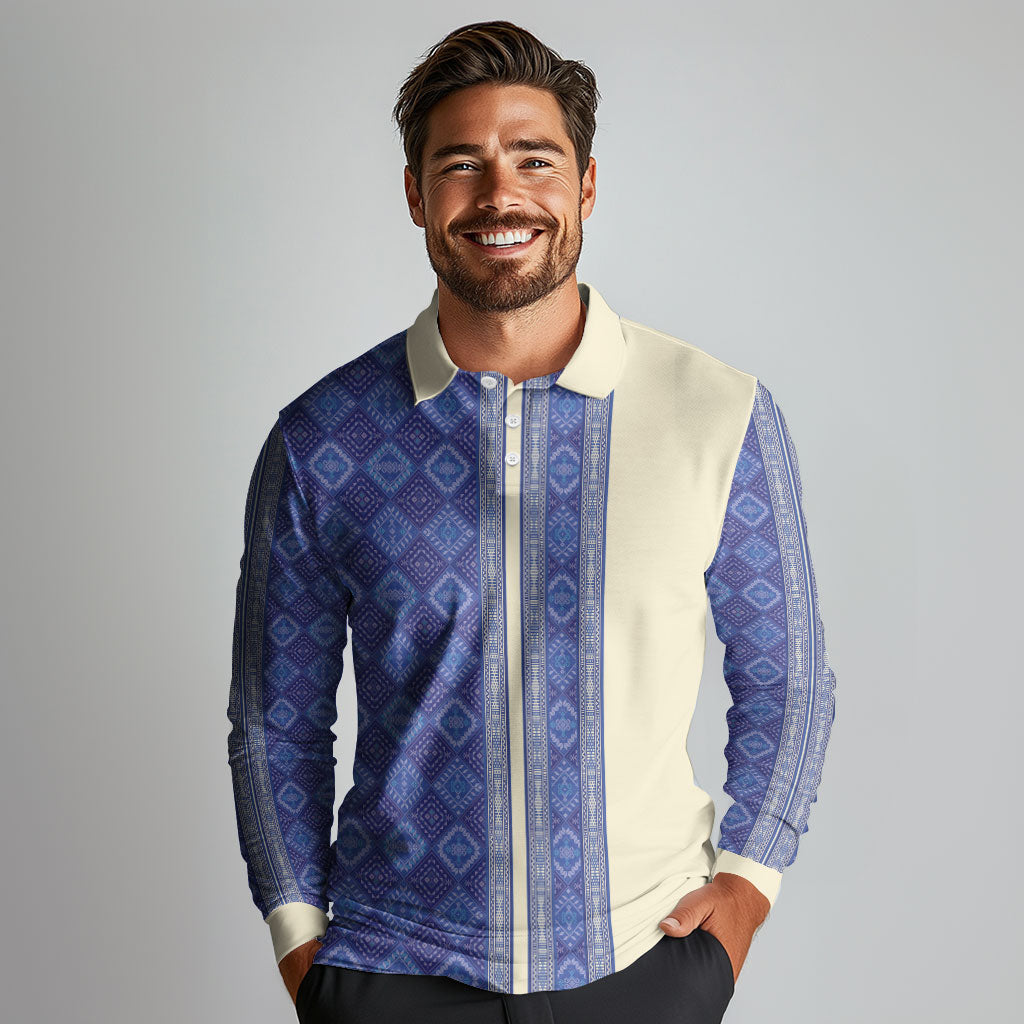 Mabuhay Philippines Festival Long Sleeve Polo Shirt Yakan Modern Filipiniana Inspired LT14 - Polynesian Pride