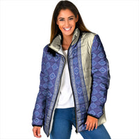 Mabuhay Philippines Festival Padded Jacket Yakan Modern Filipiniana Inspired LT14 Women Blue - Polynesian Pride