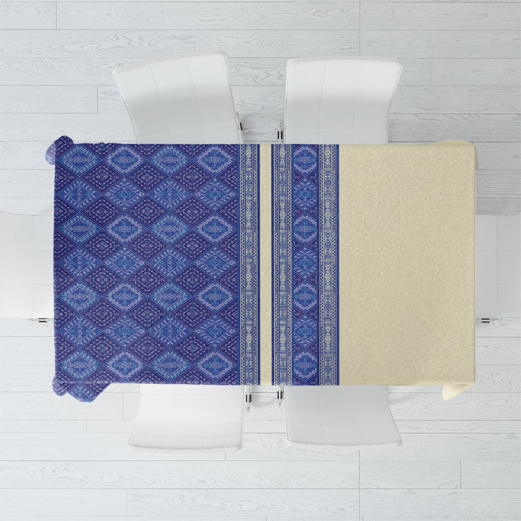 Mabuhay Philippines Festival Tablecloth Yakan Modern Filipiniana Inspired LT14 Blue - Polynesian Pride