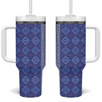 Mabuhay Philippines Festival Tumbler With Handle Yakan Modern Filipiniana Inspired LT14 One Size: 40 oz Blue - Polynesian Pride