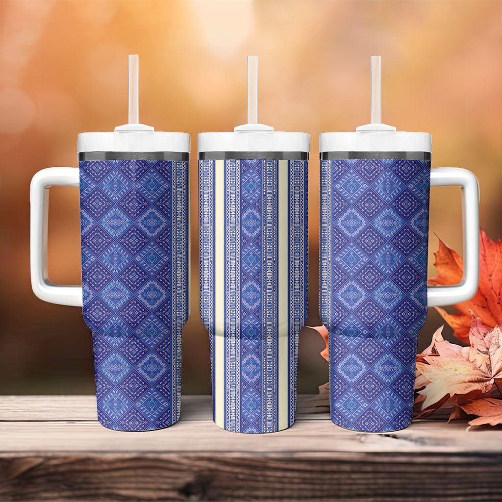 Mabuhay Philippines Festival Tumbler With Handle Yakan Modern Filipiniana Inspired LT14 - Polynesian Pride