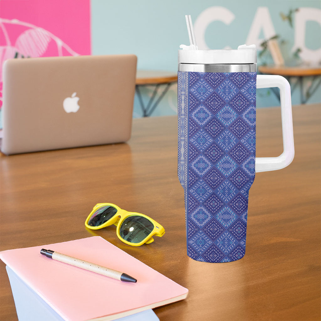 Mabuhay Philippines Festival Tumbler With Handle Yakan Modern Filipiniana Inspired LT14 - Polynesian Pride