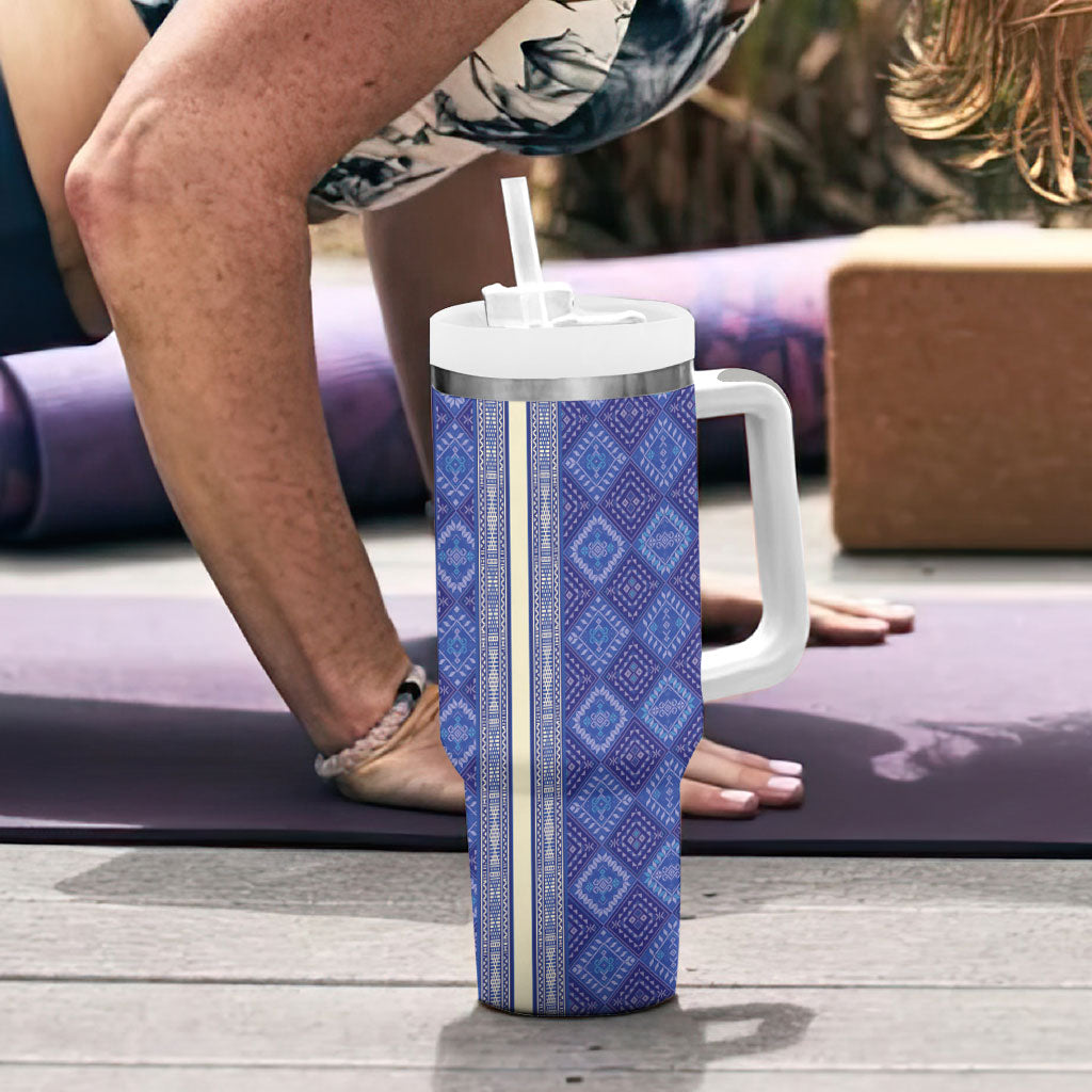 Mabuhay Philippines Festival Tumbler With Handle Yakan Modern Filipiniana Inspired LT14 - Polynesian Pride