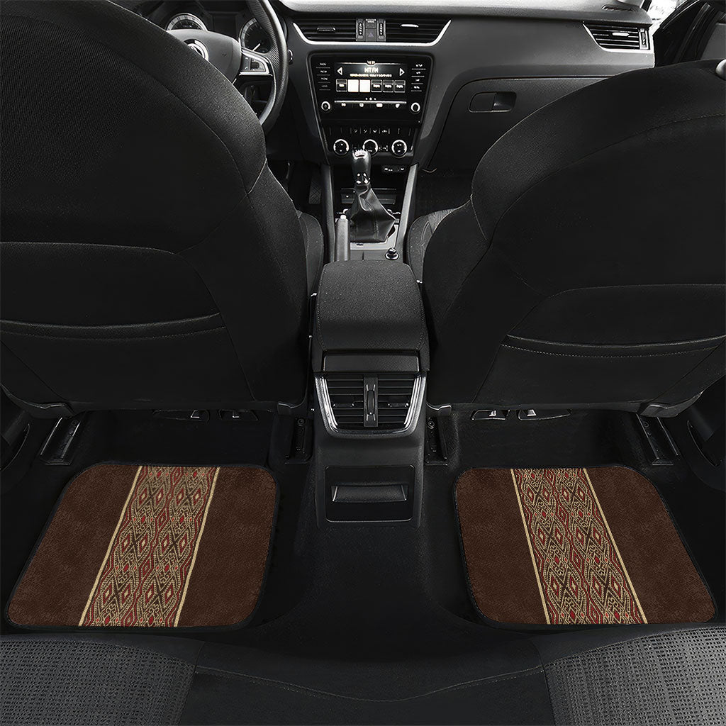 Mabuhay Philippines Festival Car Mats Tnalak Modern Filipiniana Inspired LT14 Set 2pcs - Back Brown - Polynesian Pride
