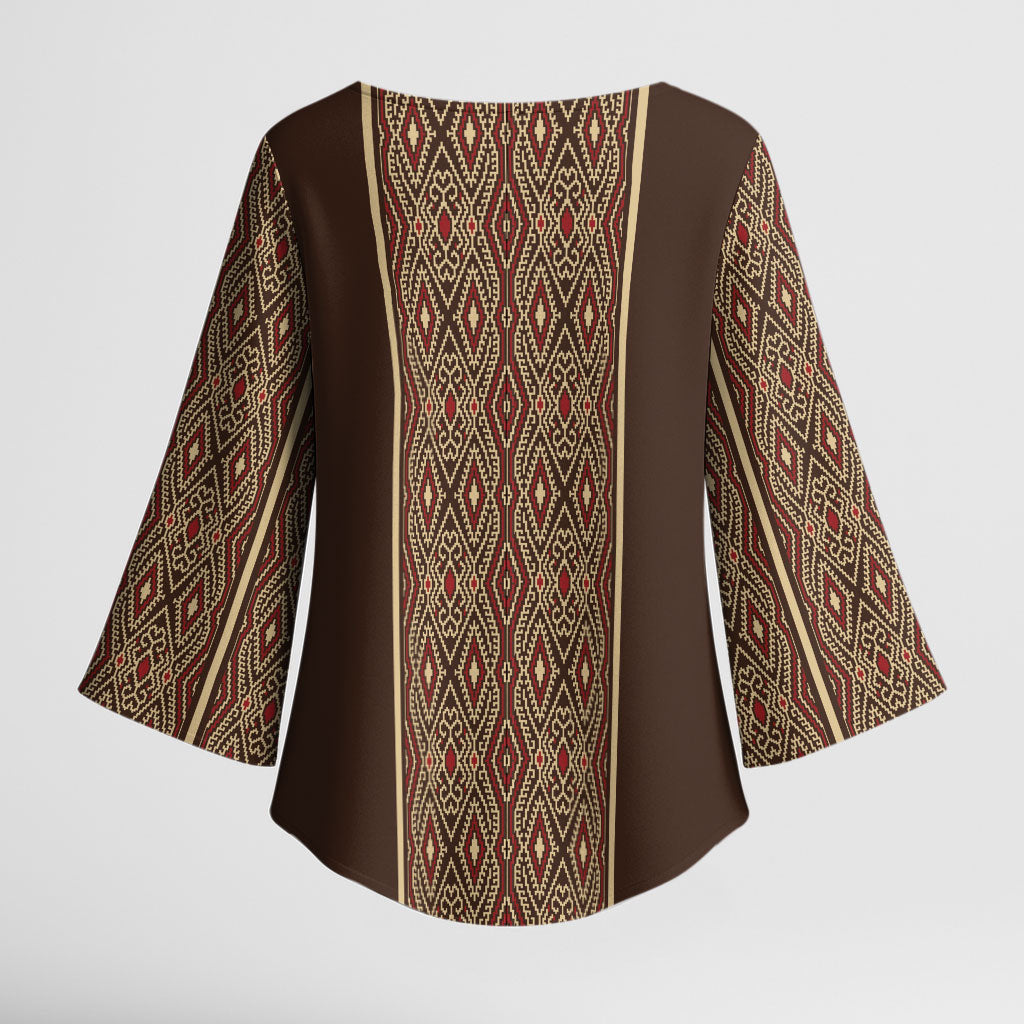 Mabuhay Philippines Festival Kimono Sleeve Blouse Tnalak Modern Filipiniana Inspired LT14 - Polynesian Pride