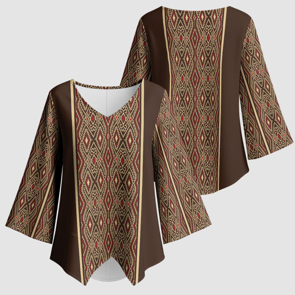 Mabuhay Philippines Festival Kimono Sleeve Blouse Tnalak Modern Filipiniana Inspired LT14 - Polynesian Pride
