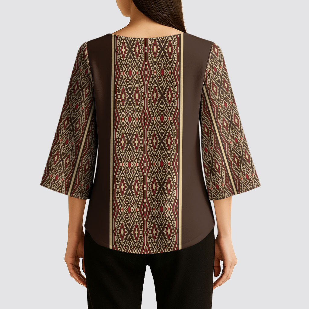 Mabuhay Philippines Festival Kimono Sleeve Blouse Tnalak Modern Filipiniana Inspired LT14 - Polynesian Pride