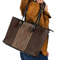 Mabuhay Philippines Festival Leather Tote Bag Tnalak Modern Filipiniana Inspired LT14 - Polynesian Pride