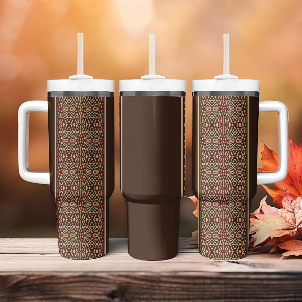 Mabuhay Philippines Festival Tumbler With Handle Tnalak Modern Filipiniana Inspired LT14 - Polynesian Pride