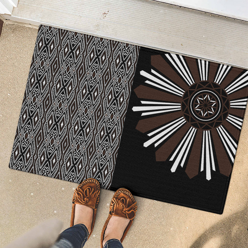Mabuhay Philippines Festival Rubber Doormat Araw Tnalak Modern Filipiniana Inspired LT14 - Polynesian Pride