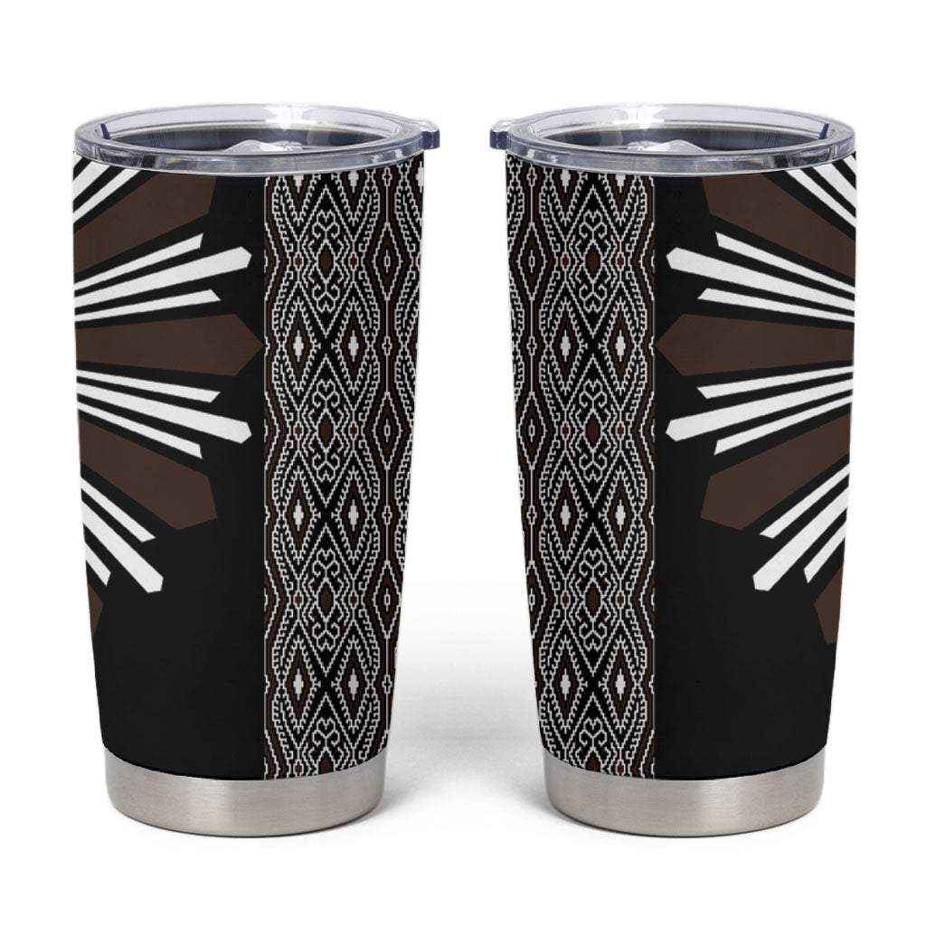 Mabuhay Philippines Festival Tumbler Cup Araw Tnalak Modern Filipiniana Inspired LT14 Black - Polynesian Pride