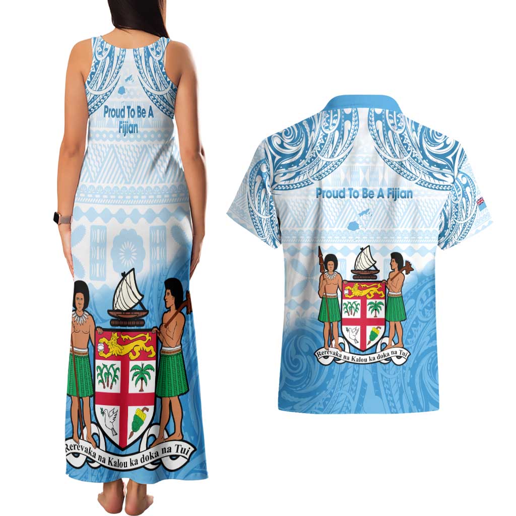 Fiji Day 1970 Couples Matching Tank Maxi Dress and Hawaiian Shirt Proud To Be A Fijian Tapa Pattern LT14 - Polynesian Pride