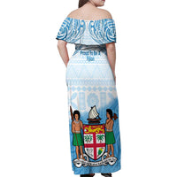 Fiji Day 1970 Family Matching Off Shoulder Maxi Dress and Hawaiian Shirt Proud To Be A Fijian Tapa Pattern LT14 - Polynesian Pride