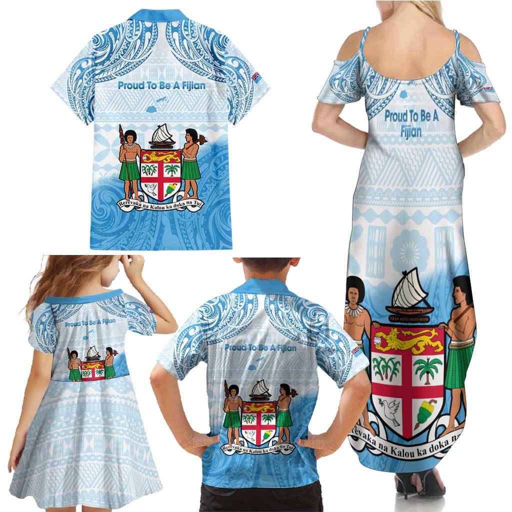 Fiji Day 1970 Family Matching Summer Maxi Dress and Hawaiian Shirt Proud To Be A Fijian Tapa Pattern LT14 - Polynesian Pride