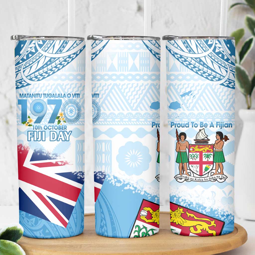 Fiji Day 1970 Skinny Tumbler Proud To Be A Fijian Tapa Pattern LT14 - Polynesian Pride