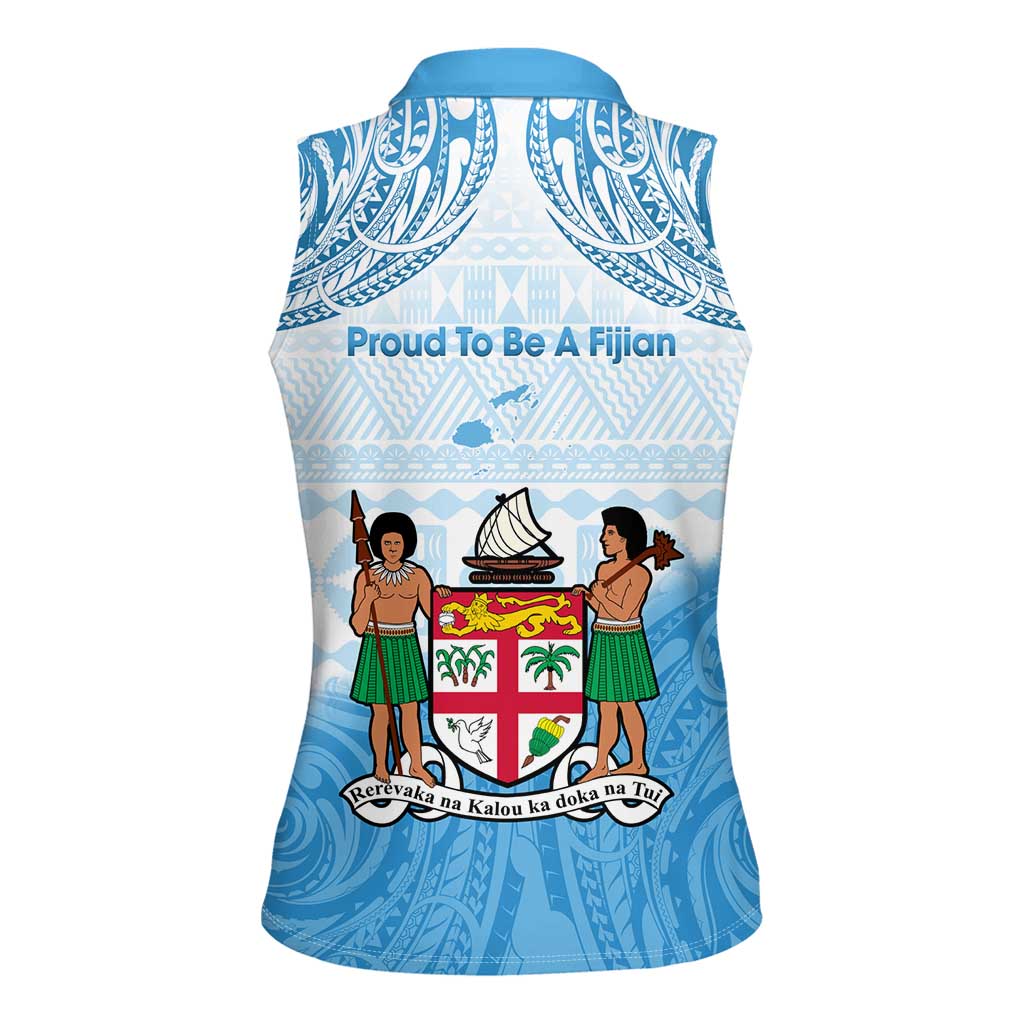Fiji Day 1970 Women Sleeveless Polo Shirt Proud To Be A Fijian Tapa Pattern LT14 - Polynesian Pride
