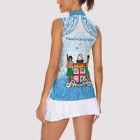 Fiji Day 1970 Women Sleeveless Polo Shirt Proud To Be A Fijian Tapa Pattern LT14 - Polynesian Pride