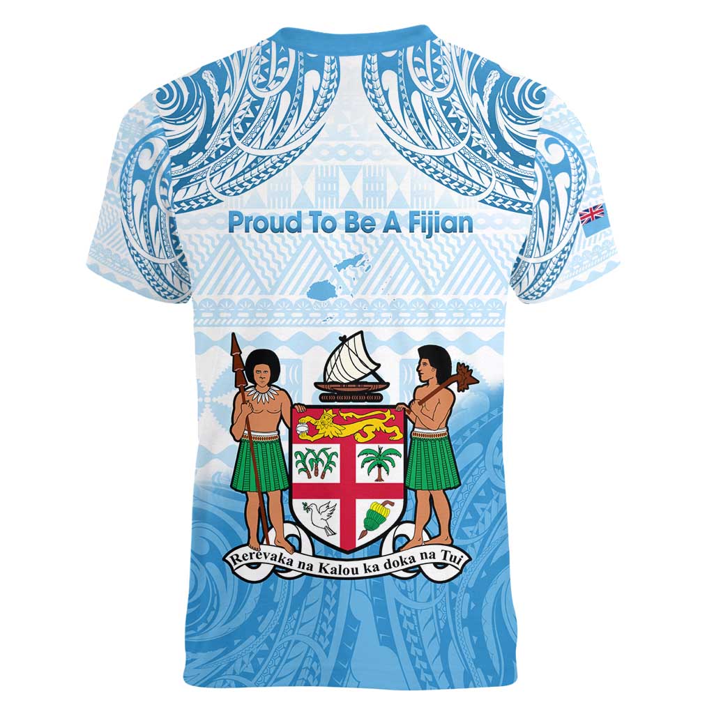 Fiji Day 1970 Women V-Neck T-Shirt Proud To Be A Fijian Tapa Pattern LT14 - Polynesian Pride