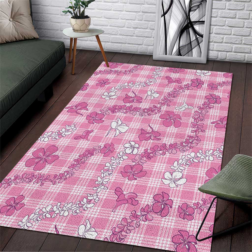 Alaka Aloha Hawaii Area Rug Plumeria Lei With Palaka Motif - Polynesian Pride