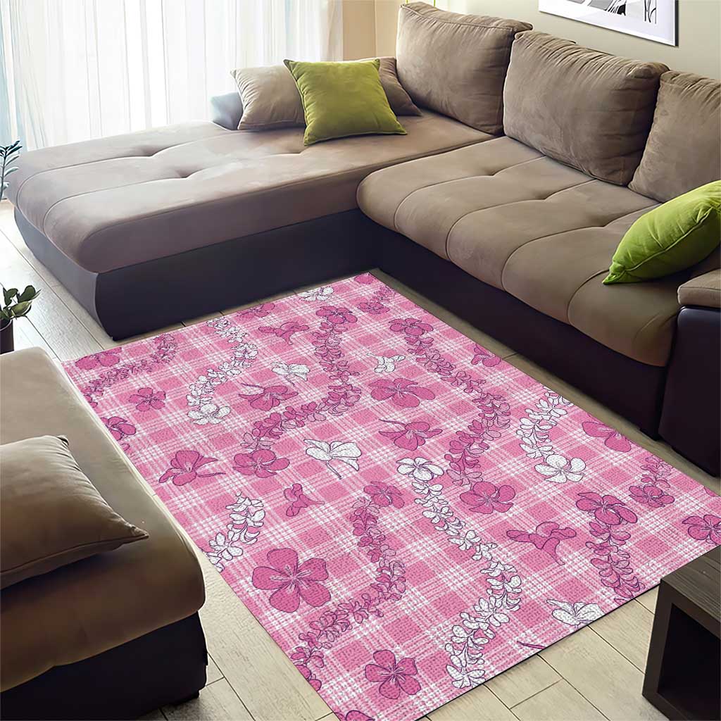 Alaka Aloha Hawaii Area Rug Plumeria Lei With Palaka Motif - Polynesian Pride