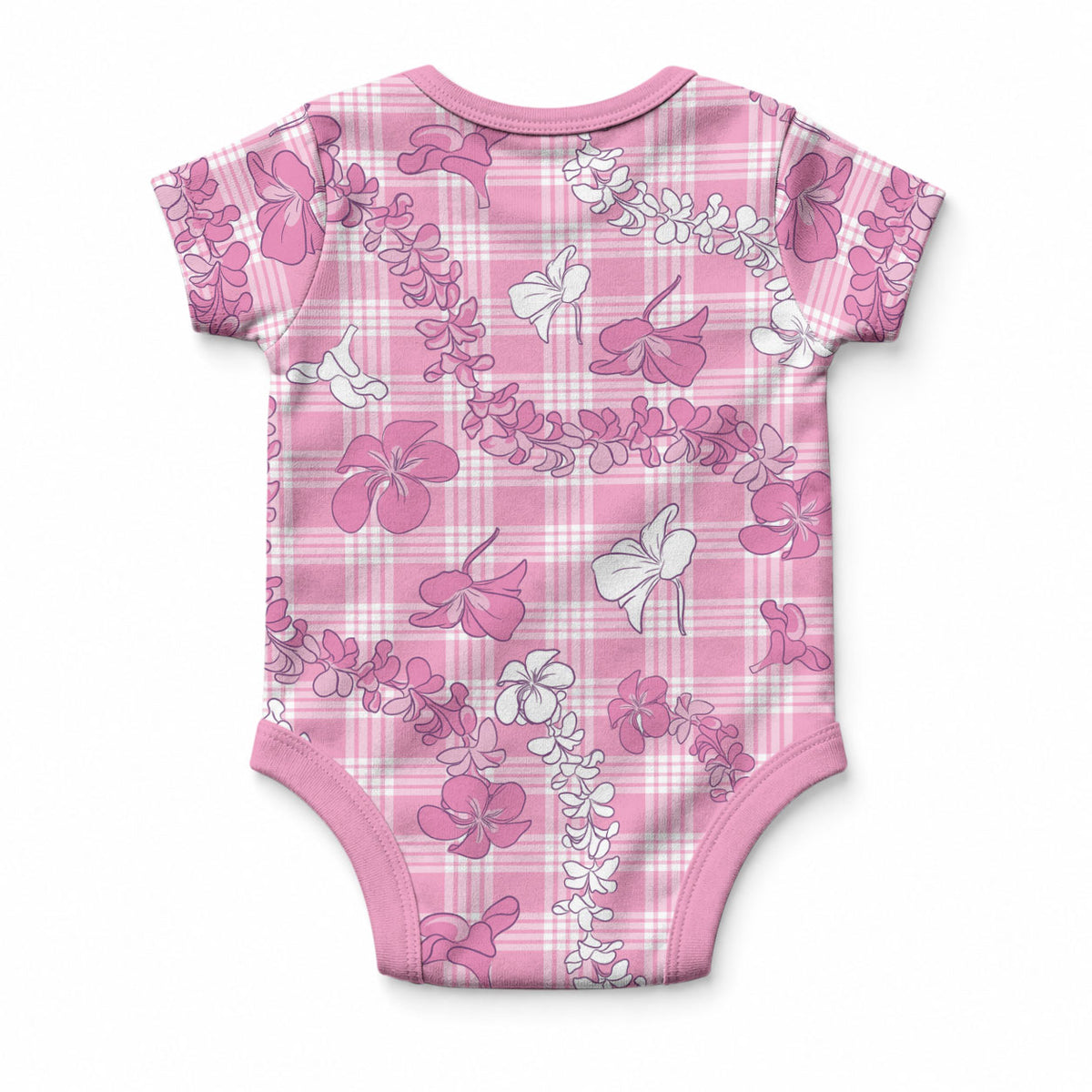 Alaka Aloha Hawaii Baby Onesie Plumeria Lei With Palaka Motif