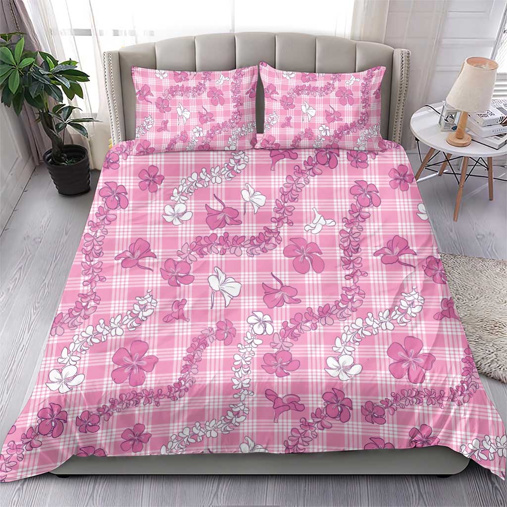 Alaka Aloha Hawaii Bedding Set Plumeria Lei With Palaka Motif - Polynesian Pride