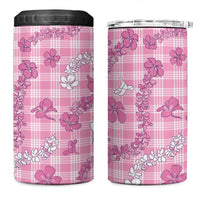 Alaka Aloha Hawaii 4 in 1 Can Cooler Tumbler Plumeria Lei With Palaka Motif LT14 One Size: 16 oz Pink - Polynesian Pride