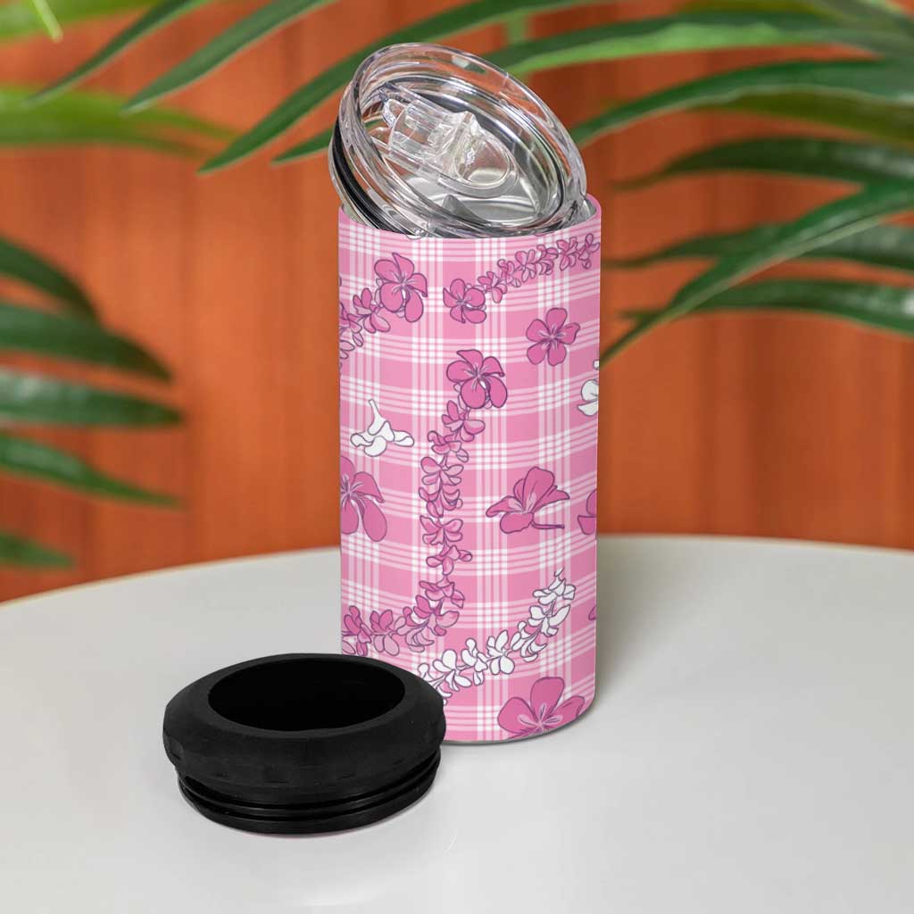 Alaka Aloha Hawaii 4 in 1 Can Cooler Tumbler Plumeria Lei With Palaka Motif LT14 - Polynesian Pride