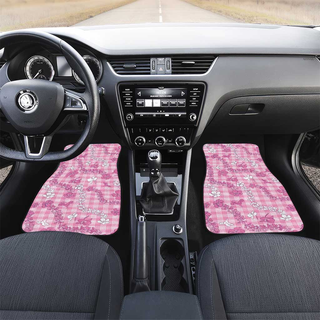 Alaka Aloha Hawaii Car Mats Plumeria Lei With Palaka Motif - Polynesian Pride