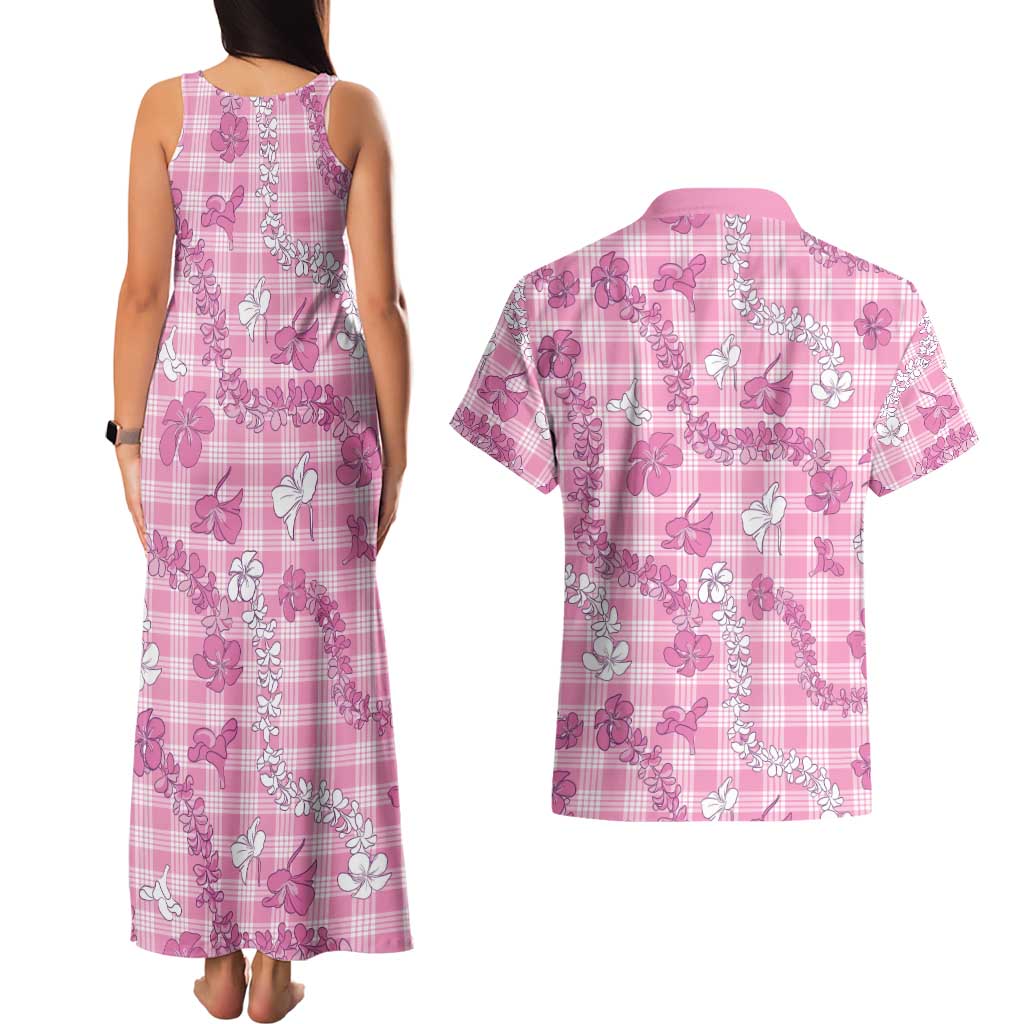 Alaka Aloha Hawaii Couples Matching Tank Maxi Dress and Hawaiian Shirt Plumeria Lei With Palaka Motif LT14 - Polynesian Pride