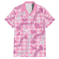 Alaka Aloha Hawaii Family Matching Off The Shoulder Long Sleeve Dress and Hawaiian Shirt Plumeria Lei With Palaka Motif LT14 Dad's Shirt - Short Sleeve Pink - Polynesian Pride