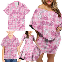 Alaka Aloha Hawaii Family Matching Off Shoulder Short Dress and Hawaiian Shirt Plumeria Lei With Palaka Motif LT14 - Polynesian Pride