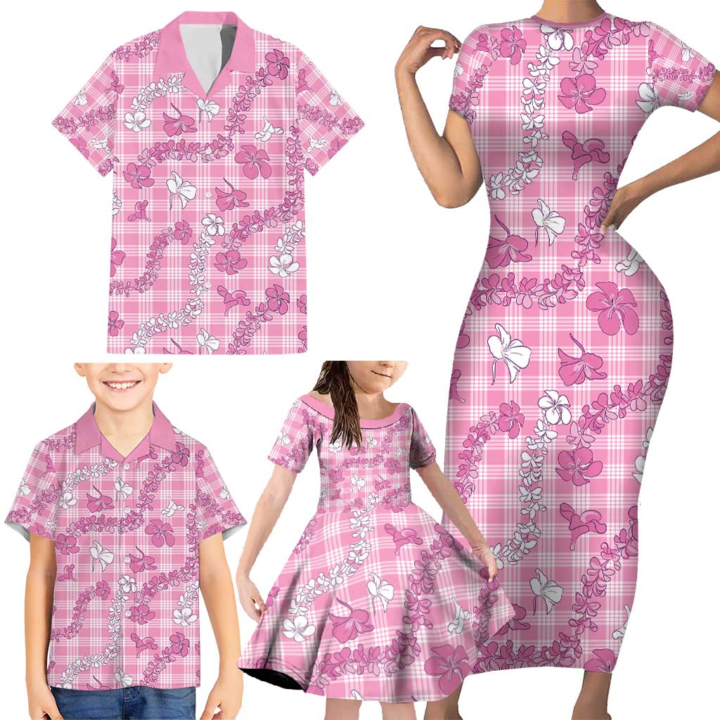 Alaka Aloha Hawaii Family Matching Short Sleeve Bodycon Dress and Hawaiian Shirt Plumeria Lei With Palaka Motif LT14 - Polynesian Pride
