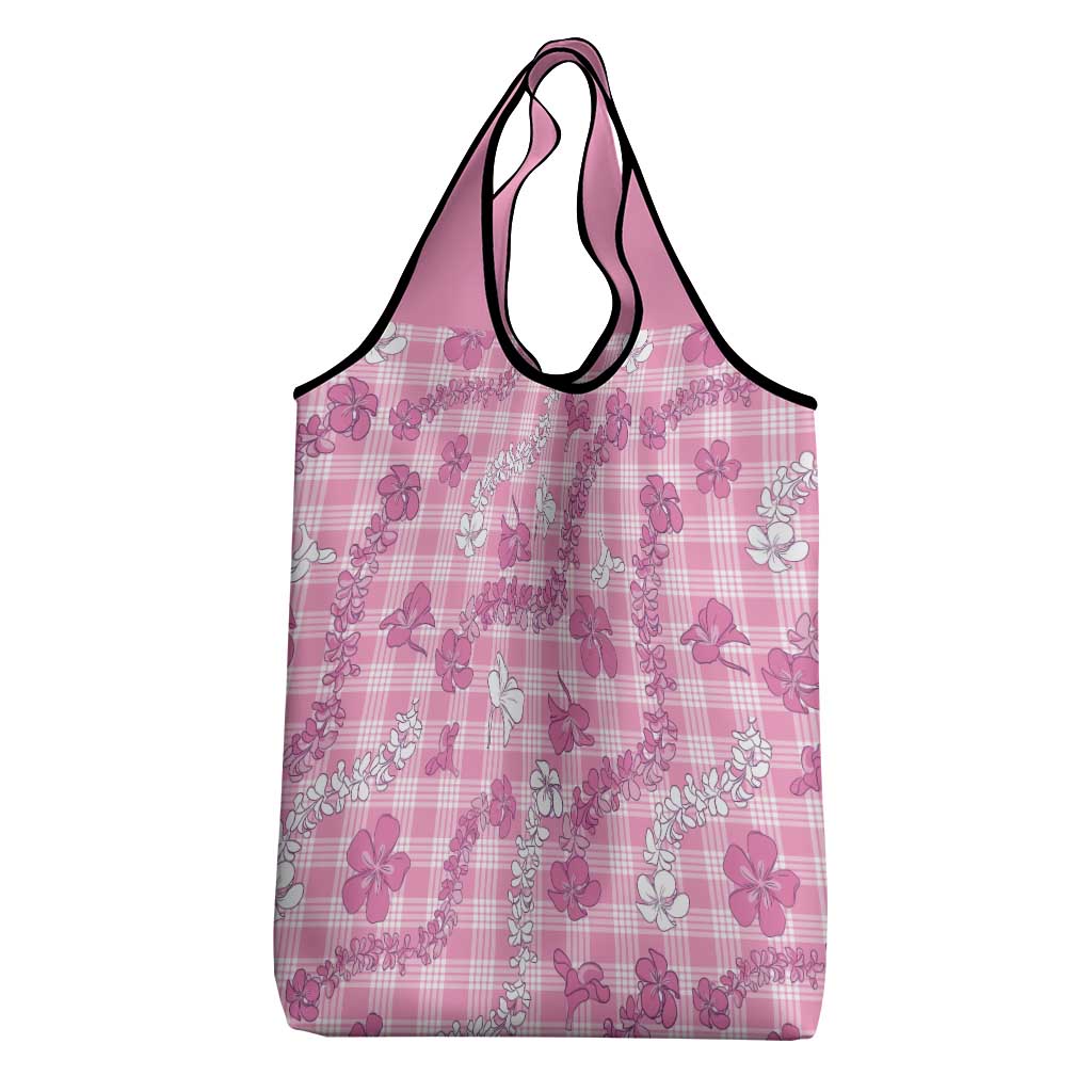 Alaka Aloha Hawaii Grocery Bag Plumeria Lei With Palaka Motif - Polynesian Pride