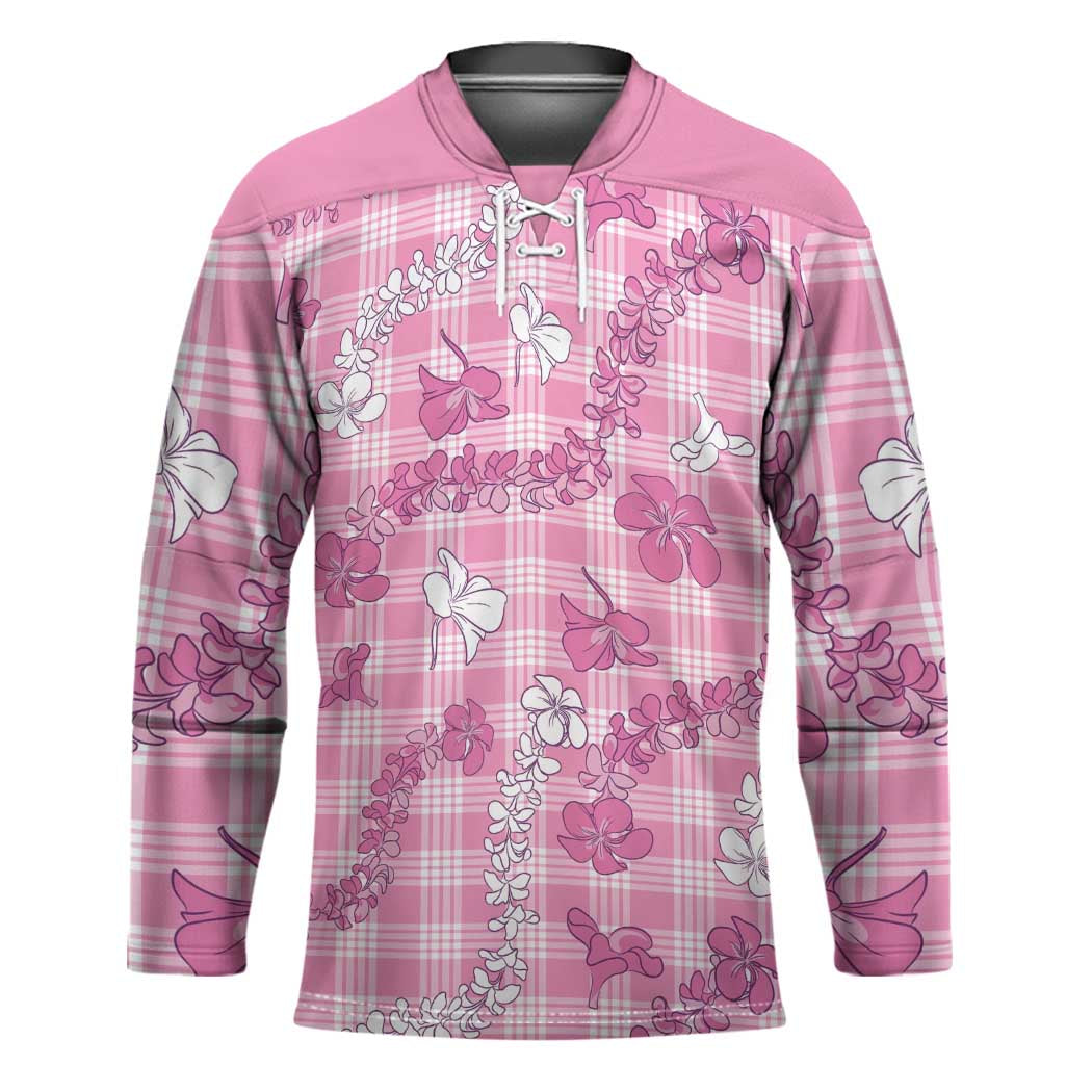 Alaka Aloha Hawaii Hockey Jersey Plumeria Lei With Palaka Motif - Polynesian Pride