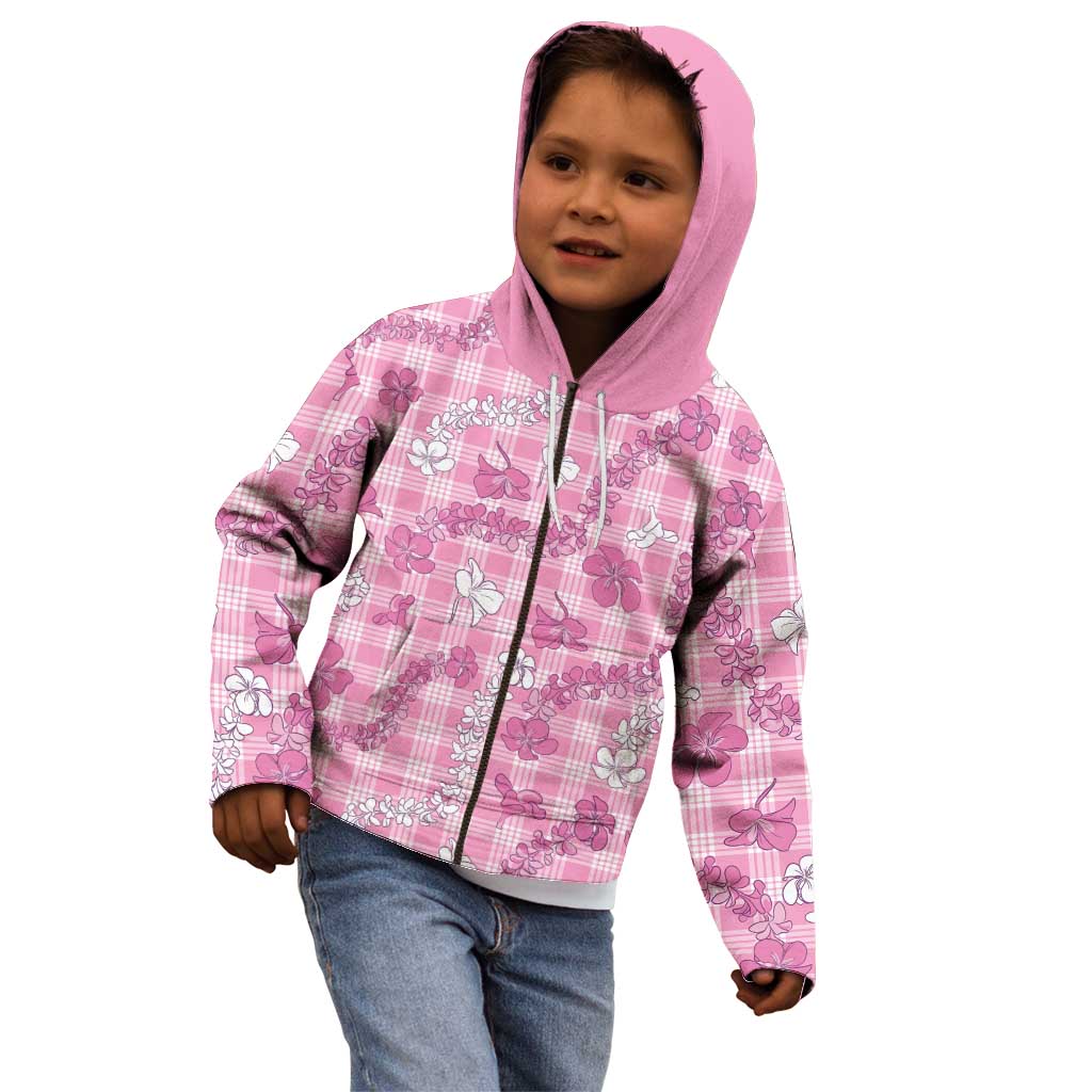Alaka Aloha Hawaii Kid Hoodie Plumeria Lei With Palaka Motif - Polynesian Pride