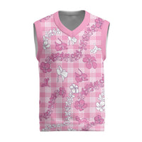 Alaka Aloha Hawaii Christmas Knitted V-Neck Vest Plumeria Lei With Palaka Motif LT14 Pink - Polynesian Pride