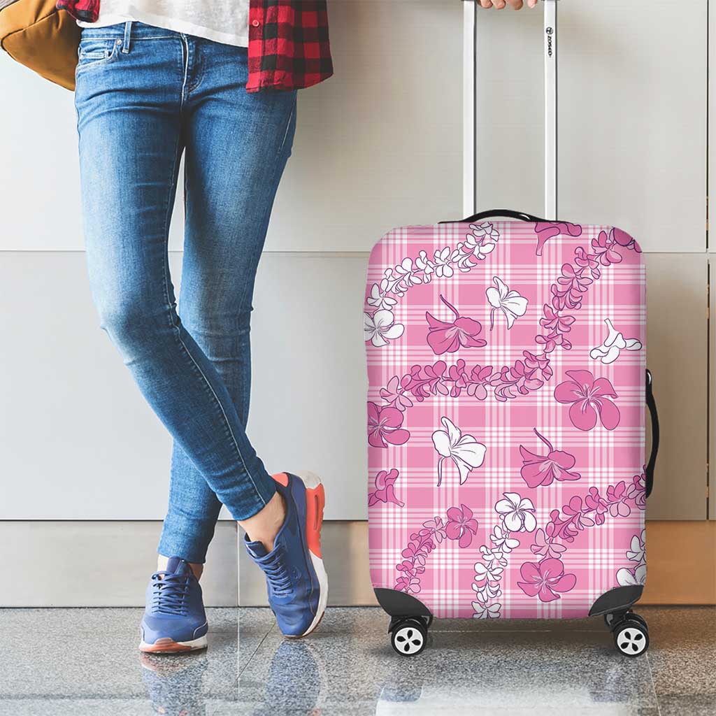 Alaka Aloha Hawaii Luggage Cover Plumeria Lei With Palaka Motif - Polynesian Pride