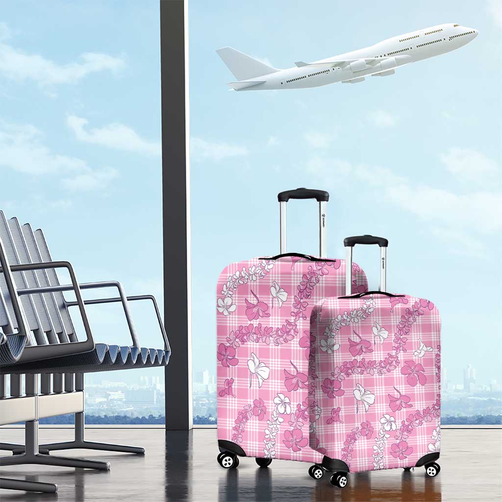 Alaka Aloha Hawaii Luggage Cover Plumeria Lei With Palaka Motif - Polynesian Pride