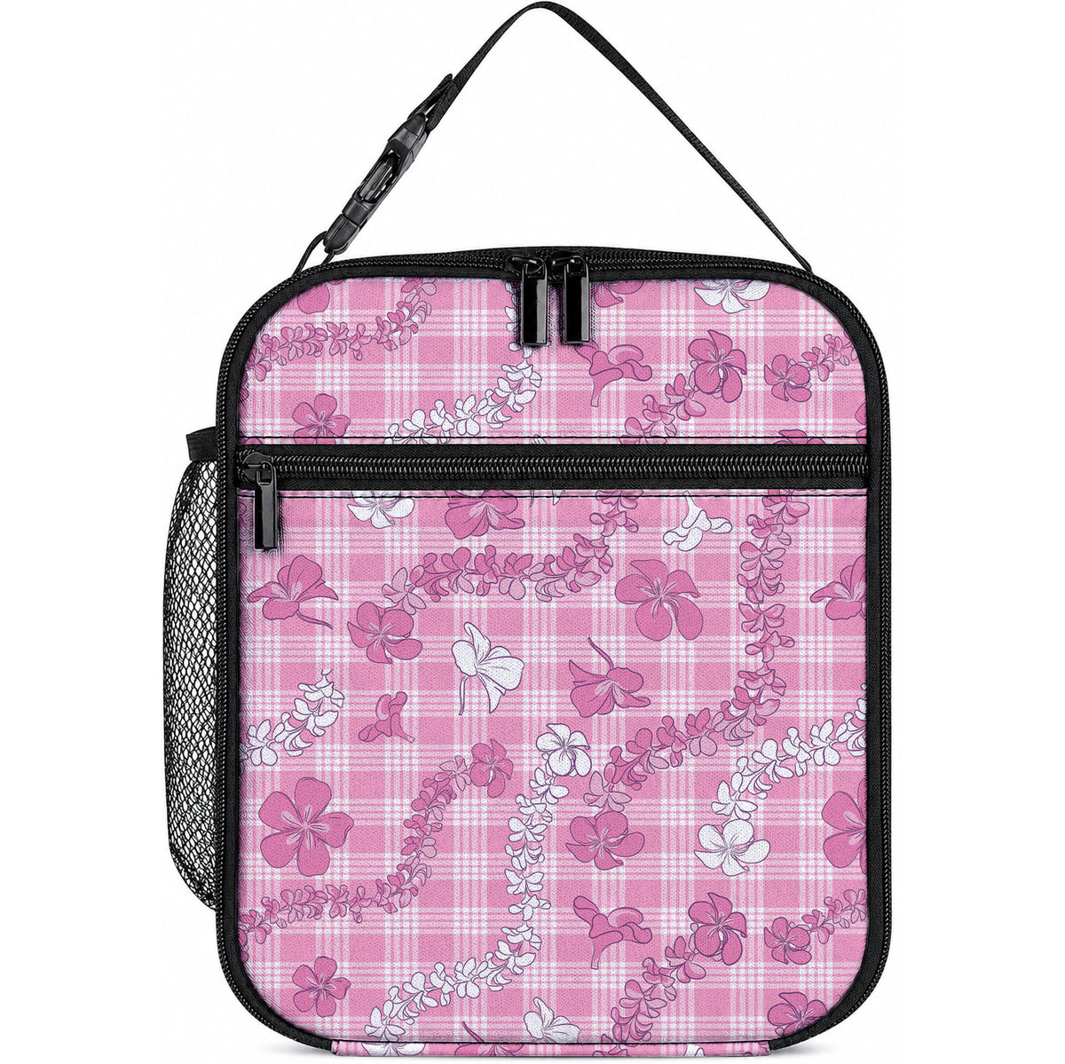 Alaka Aloha Hawaii Lunch Bag Plumeria Lei With Palaka Motif